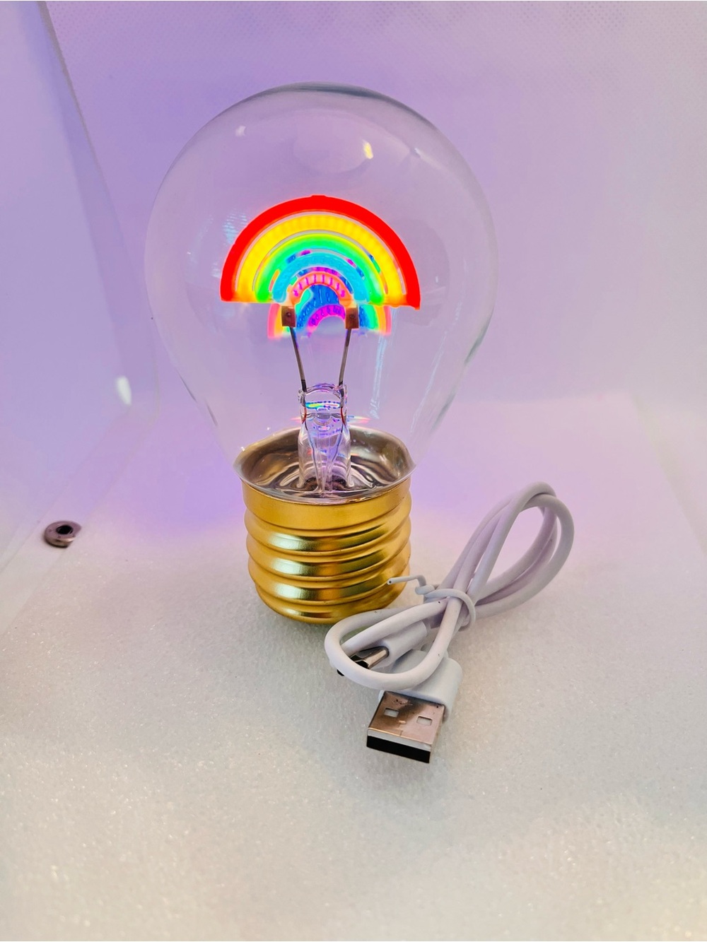 Rainbow Night Light Bulb  - Gold Base - Picture 2 of 7